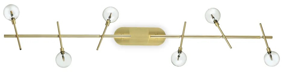 Plafoniera Moderna Maracas Metallo Ottone 6 Luci 2W 3000K Luce Calda