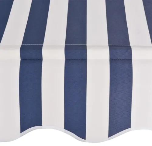 Tenda da Sole Retrattile Manuale 400 cm a Strisce Blu e Bianche