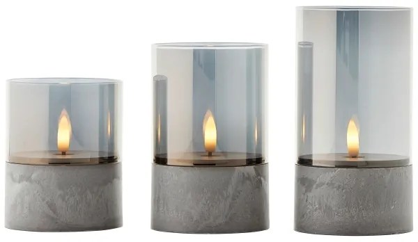 Brilliant - SET di 3 candele LED BOUGIE LED/2xAA IP44 grigio/fumo