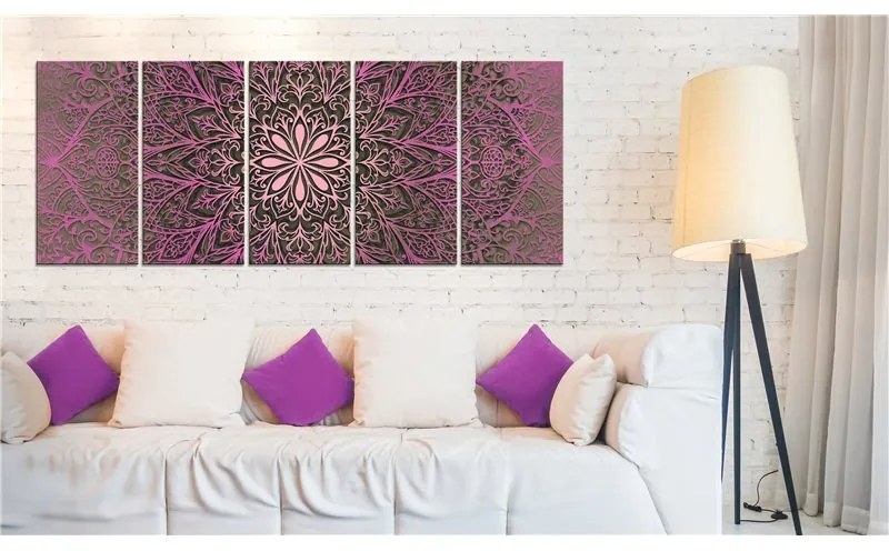 Quadro Pink Mandala  Colore Grigio, Dimensioni e Misure 200x80