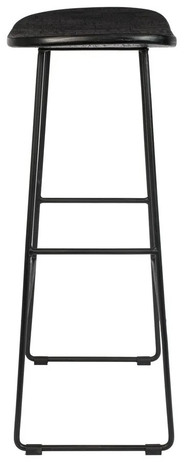 Sedia da bar nera in teak massiccio (altezza della seduta 76 cm) Tangle – White Label