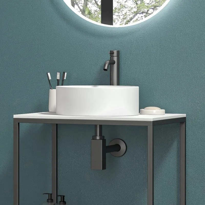 Mobile bagno metallico 60 cm con due ripiani NET-60 - KAMALU