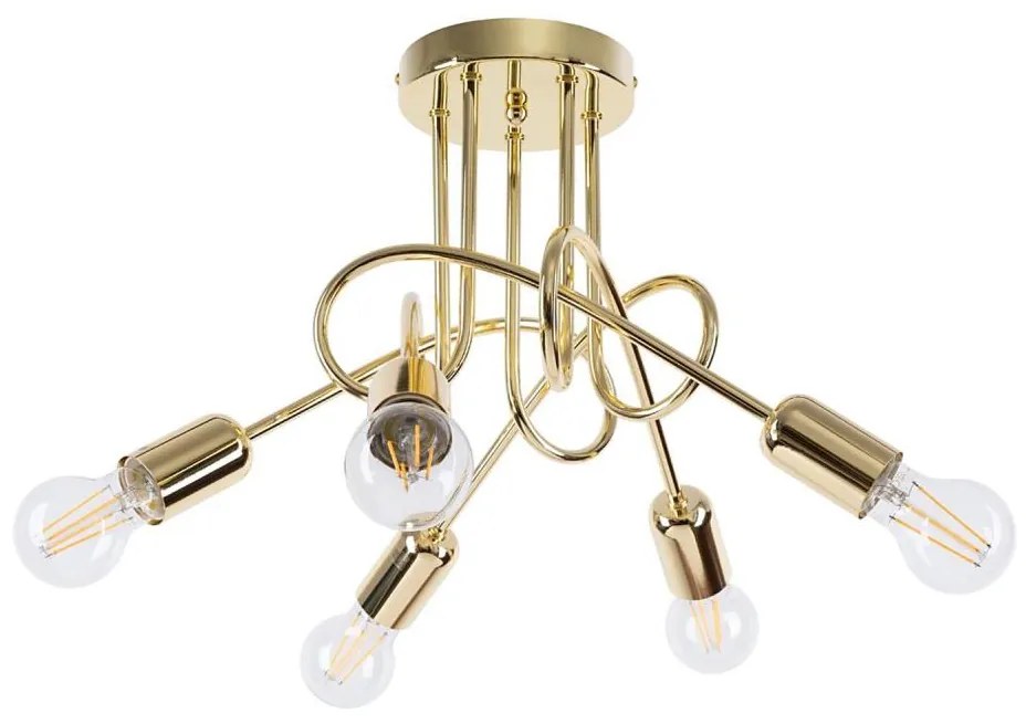 Sollux SL.1438 - Lampadario a plafone LOOP 5xE27/15W/230V oro