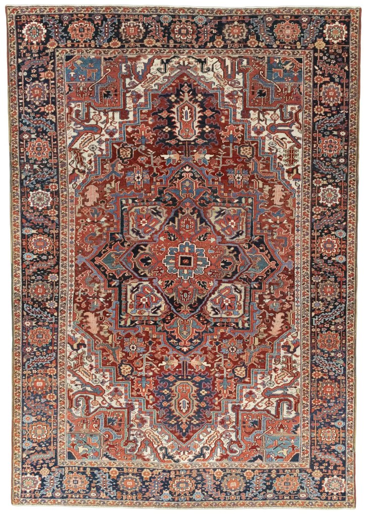 Heriz Tappeto 360x250 Rosso (Iran) Annodato A Mano