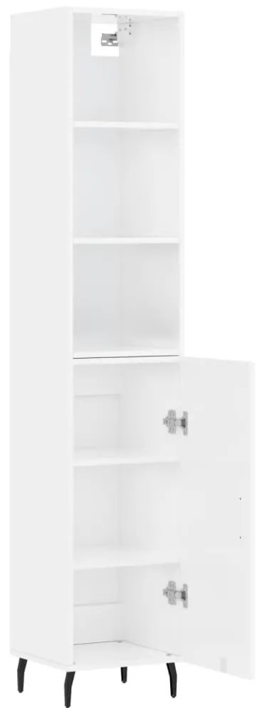 Credenza 34,5x34x180 cm in legno multistrato bianco lucido