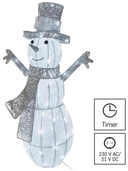 Decorazione natalizia a LED per esterno 80xLED/3,6W/230V IP44 82 cm pupazzo di neve