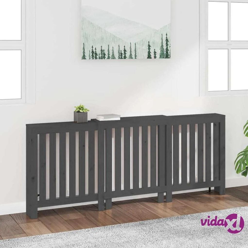 vidaXL Copertura Termosifone Grigia 210x21x85 cm Legno Massello Pino