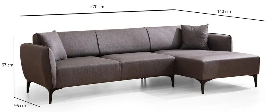 Divano angolare grigio scuro , angolo destro - Belissimo - Balcab Home