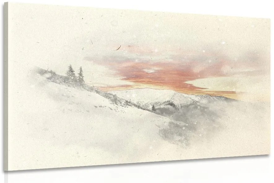 Stampa su tela – Tramonto sulle montagne innevate