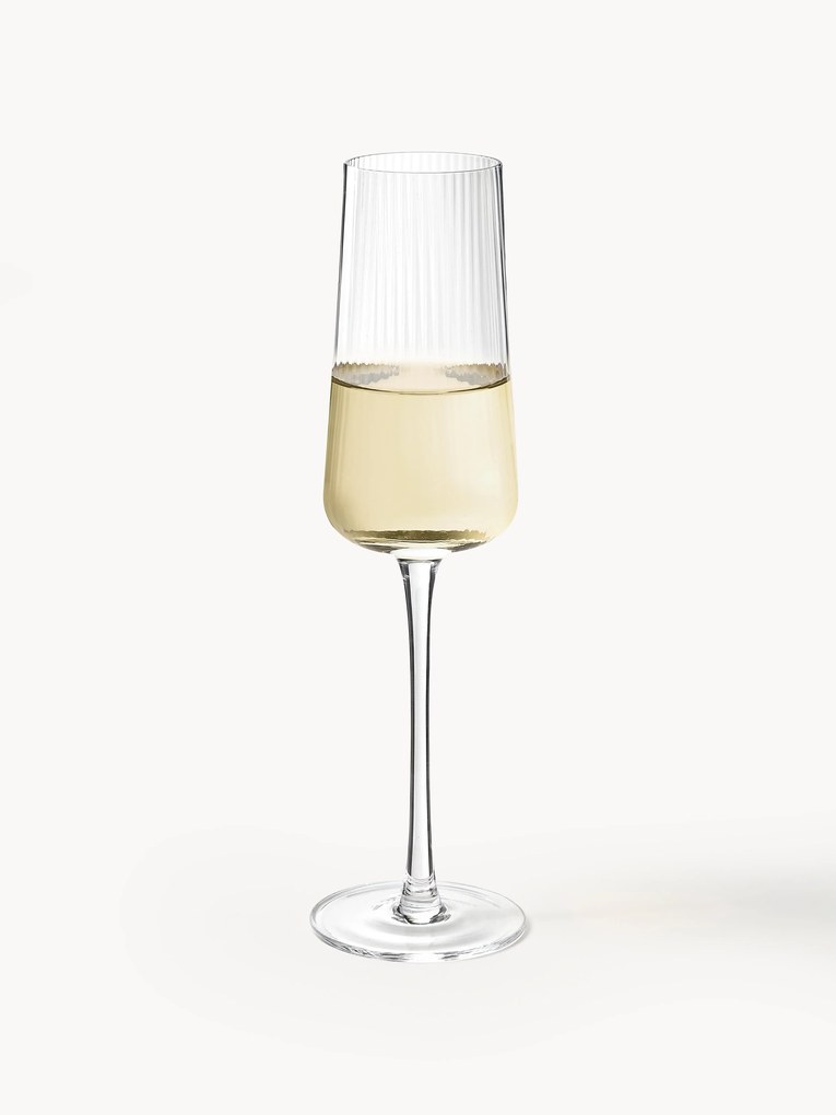 Flute per champagne fatti a mano con struttura millerighe Cami, set da 4