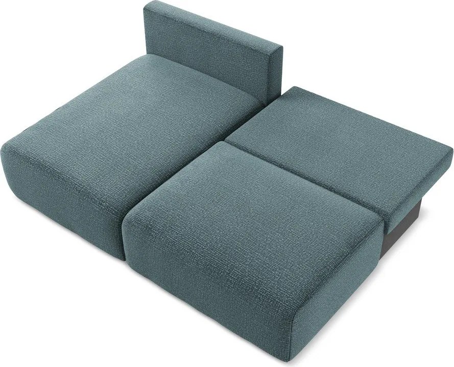 Divano angolare turchese allungabile/con contenitore (con penisola a sinistra) Kalena – Makamii