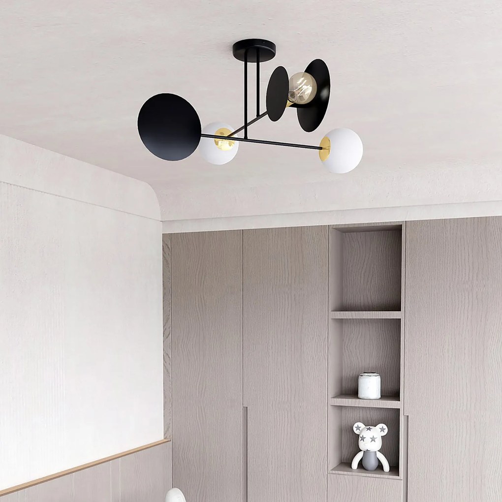 Plafoniera Moderna Inari Acciaio Nero 2 Luci E27 Ip20