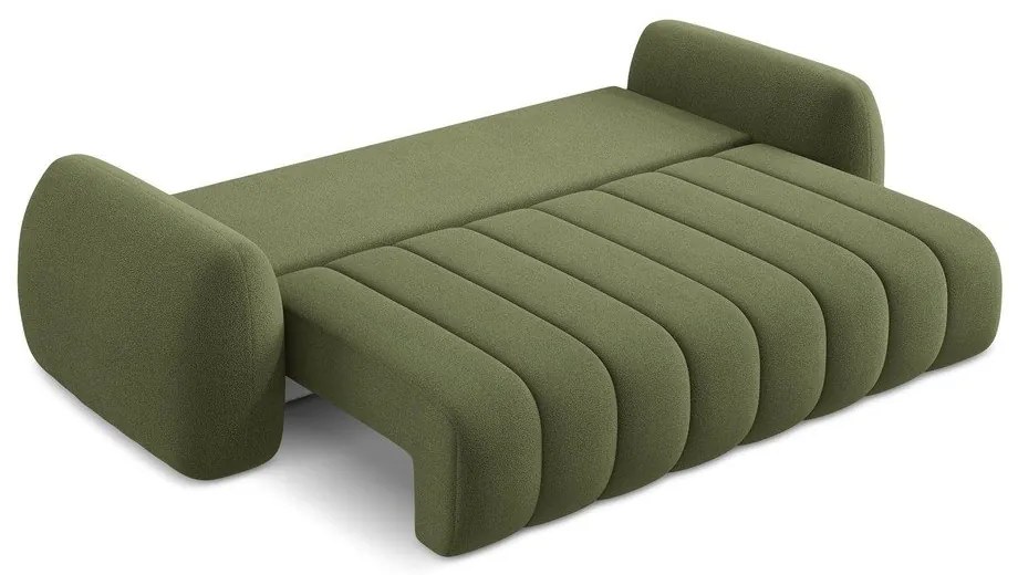 Divano verde allungabile/con contenitore con rivestimento in bouclé 266 cm Pele – Makamii