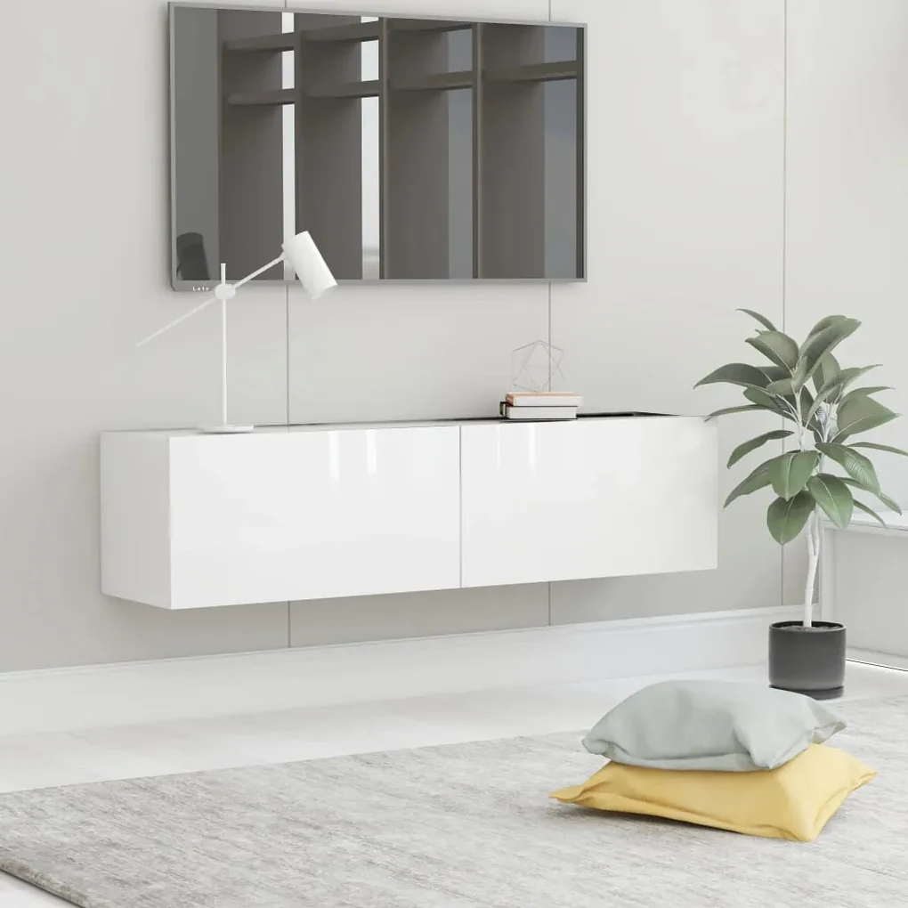 Mobile tv bianco lucido 120x30x30 cm in truciolato