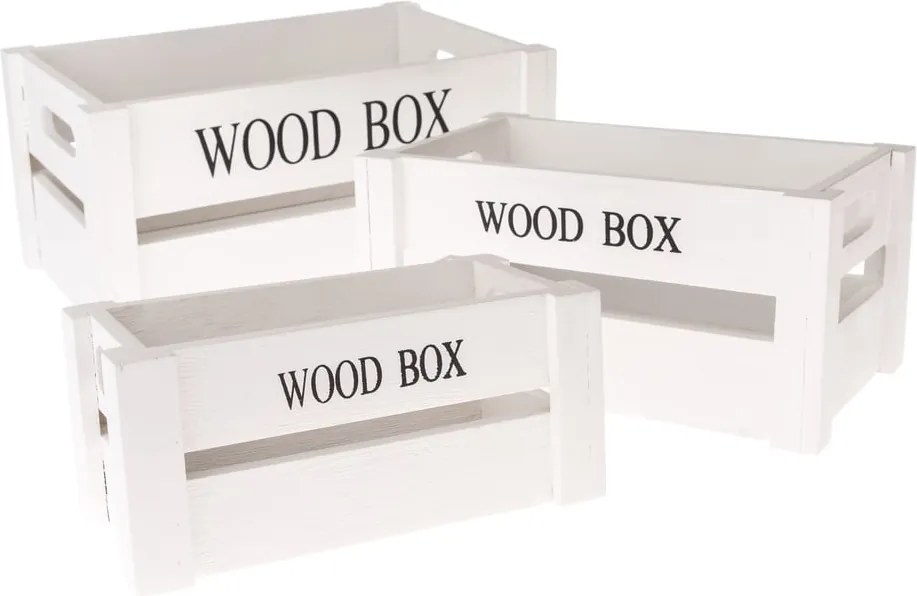 Scatole in set bianche in legno 3 pz 30x20x15 cm Wood Box – Dakls