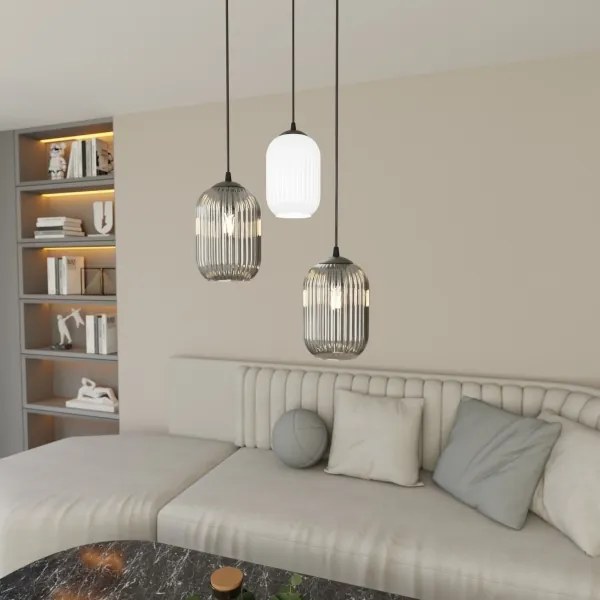Lampadario a sospensione con filo VERDI 3xE27/15W/230V diametro 30 cm nero/grigio/bianco