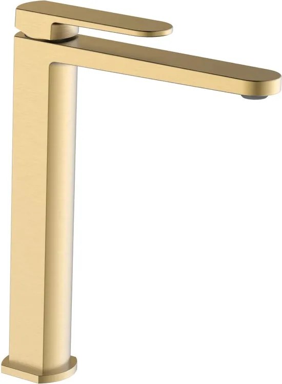 Rubinetto per lavabo getto laminare cristallino Zefir oro spazzolato AQUASANIT