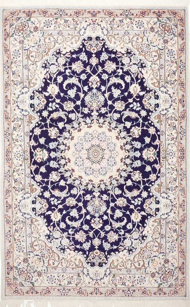 Nain Tappeto persiano 150x230 Blu (Iran) Annodato A Mano