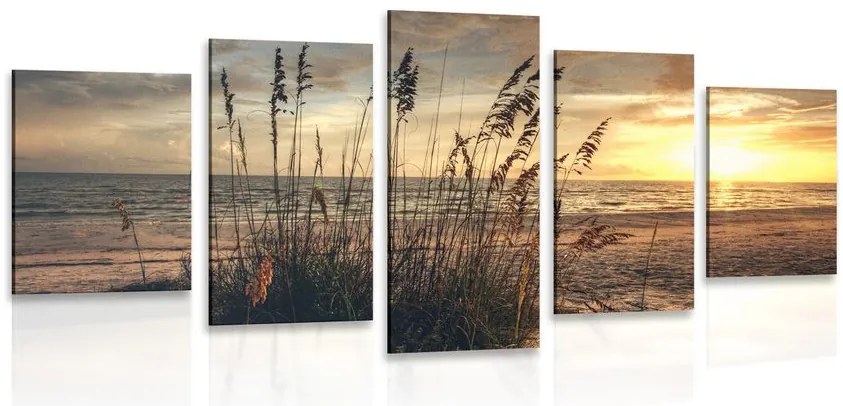 Quadri 5 pezzi – Tramonto sulla spiaggia