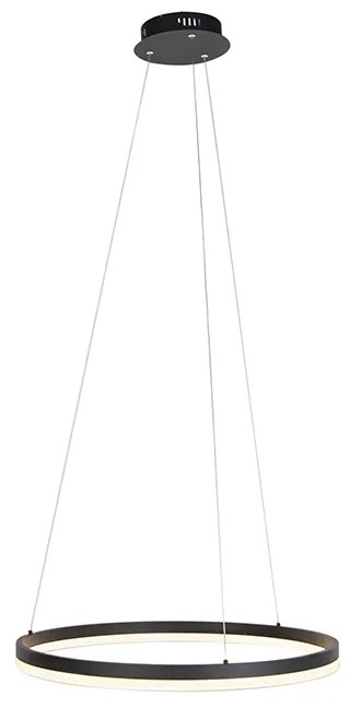 Lampada a sospensione di design nera 60 cm con LED dimmerabile a 3 livelli - Anello