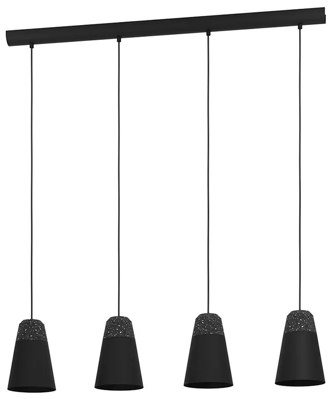 Lampadario Moderno Canterras 4 Luci Acciaio Nero