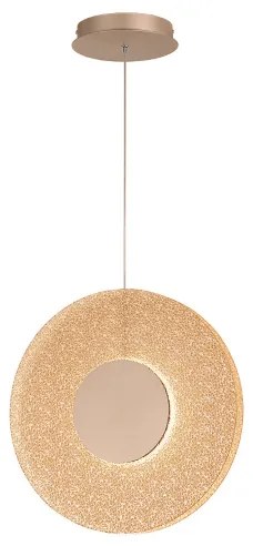 Lampada a sospensione LED CANDY 45 cm in metallo Oro e vetro graniglia Ambra