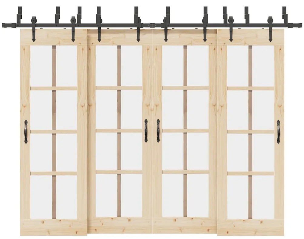 Kit Di Binari Per Porte Scorrevoli 305 Cm Acciaio Nero /