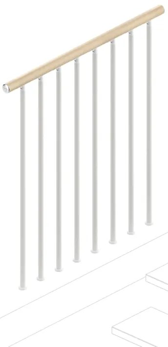 Balaustra in kit IRIS Superiore in acciaio e legno bianco e faggio L 102 cm