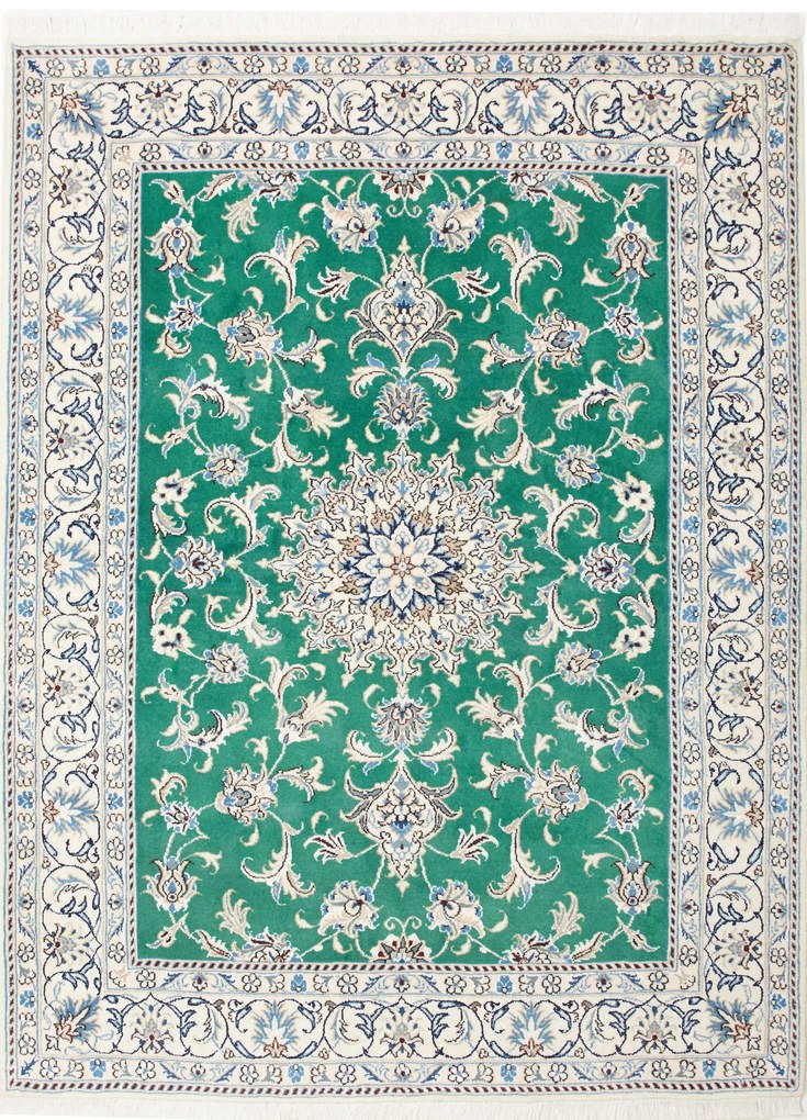 Nain Tappeto 200x150 Verde (Iran) Annodato A Mano