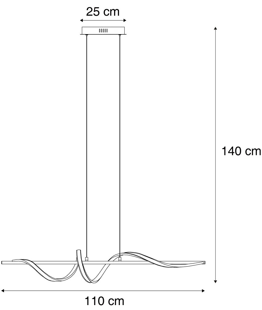 Lampada a sospensione di design nera 110 cm con LED dimmerabile a 3 livelli - Wokkel