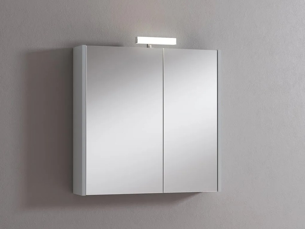 Pensile con luce Akira laccato lucido grigio chiaro L 71.5 x H 70 x P 15.5 cm