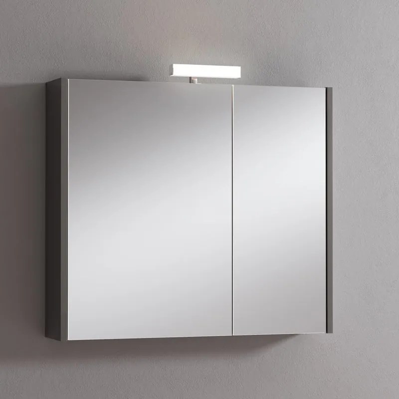 Pensile con luce Akira laccato lucido grigio L 80 x H 70 x P 15.5 cm