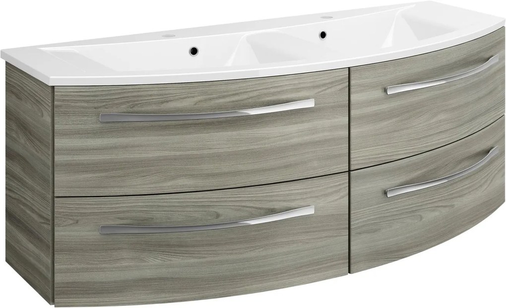 Mobile da bagno sospeso sotto lavabo L 130 x H 48 x P 48 cm grigio, 4 cassetti PELIPAL Image