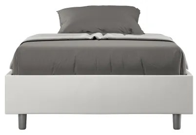 Letto una piazza e mezza contenitore imbottito 120x210 similpelle bianco Azelia