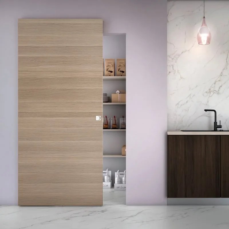 Porta scorrevole Space Rovere Quadra in legno, L 101 x H 230 cm, con binario Invisibile