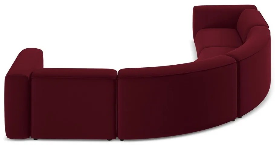 Divano angolare burgundy con rivestimento in velluto Ekahi – Makamii