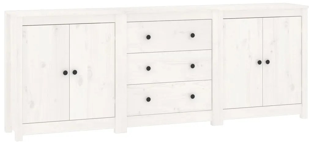 Credenza bianca 210x35x80 cm in legno massello di pino