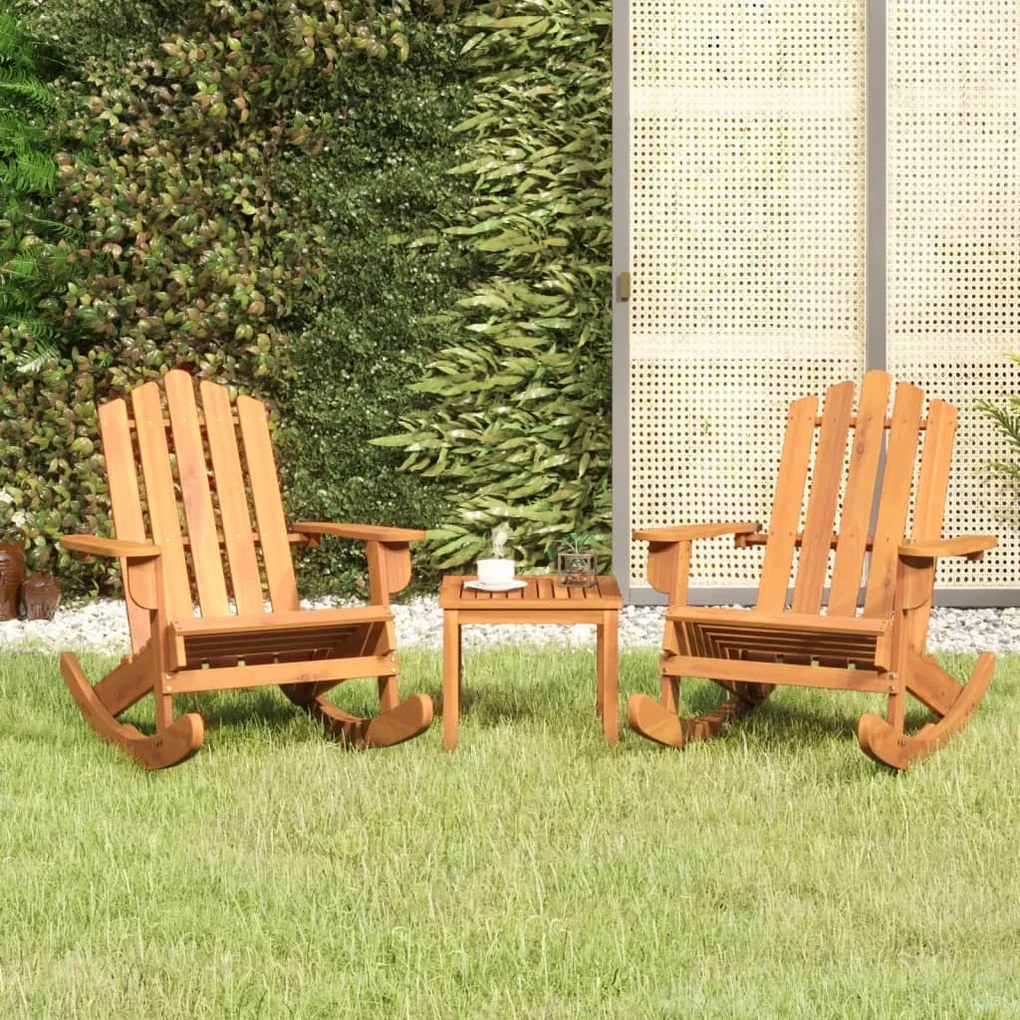 Set Salotto Da Giardino Adirondack 3pz Legno Massello Di Acacia /