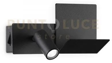 Komodo destra applique a parete led 3000k 4,5w  240 lm con usb nero