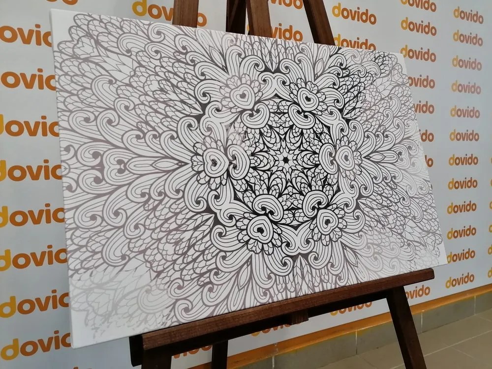 Stampa su tela – Mandala etnica in bianco e nero