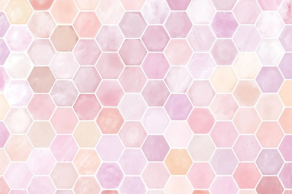 Carta da parati – Motivo esagonale rosa