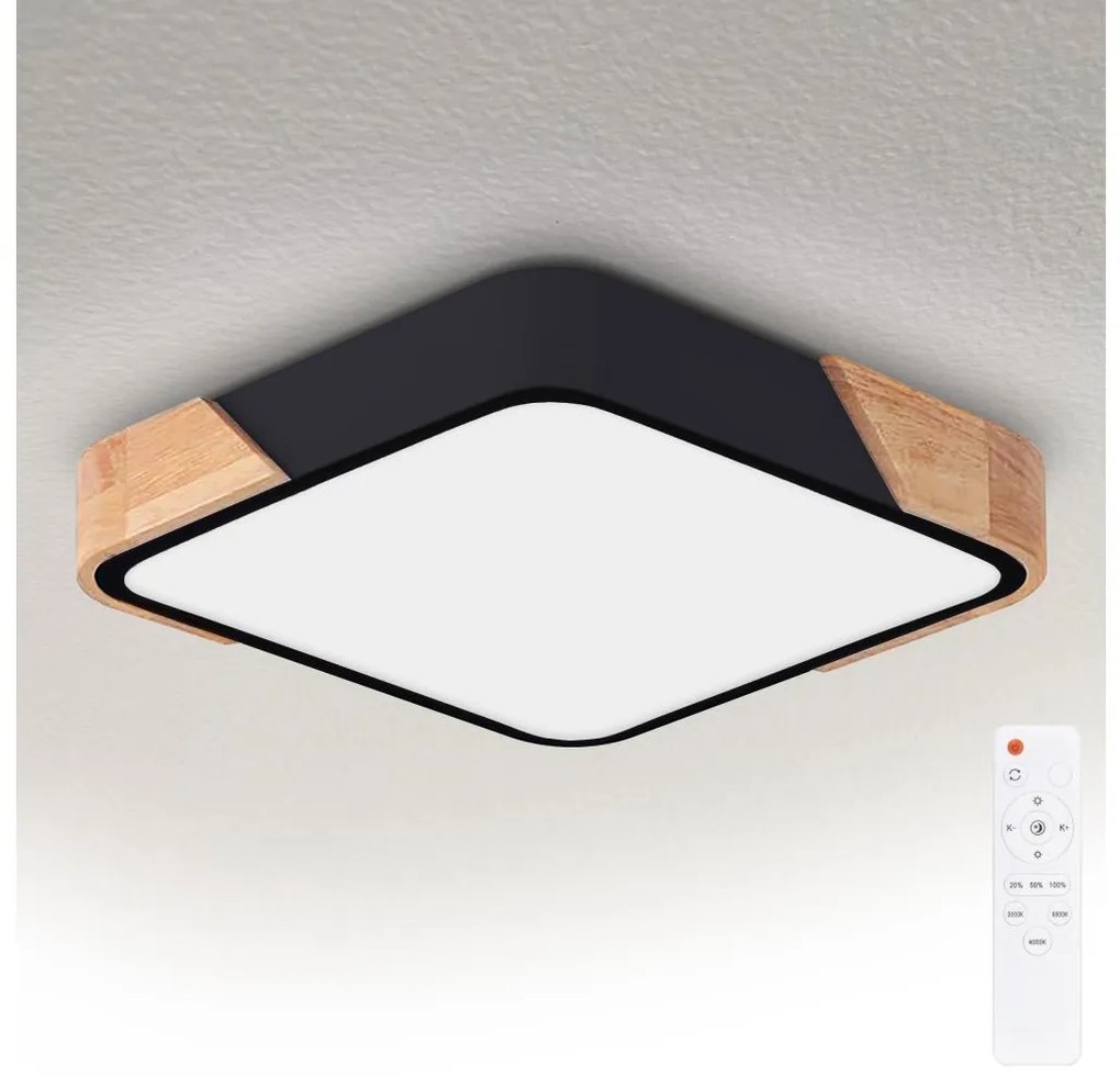 Brilagi - Lampada LED dimmerabile PILANA LED/48W/230V rovere/nero 42x42 cm + telecomando