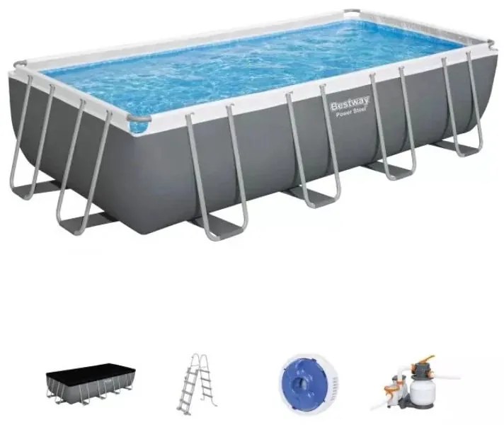 Piscina Power Steel - Grigio Bianco - 549x274x122 cm - Bestway