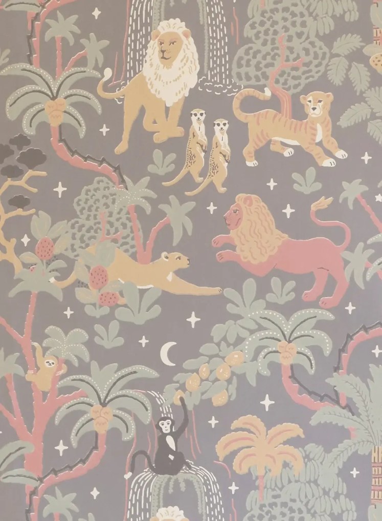 Majvillan Carta da parati Jungle Glow - Twilight Grey