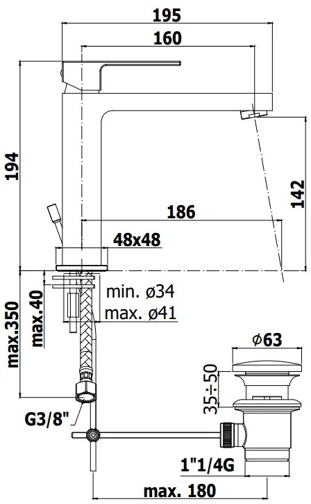 Paffoni Elle El073 Miscelatore lavabo Monocomando con scarico automatico 1”1/4G Cromo