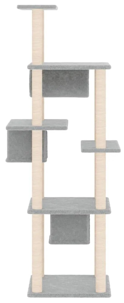 Albero per gatti con tiragraffi in sisal grigio chiaro 169 cm