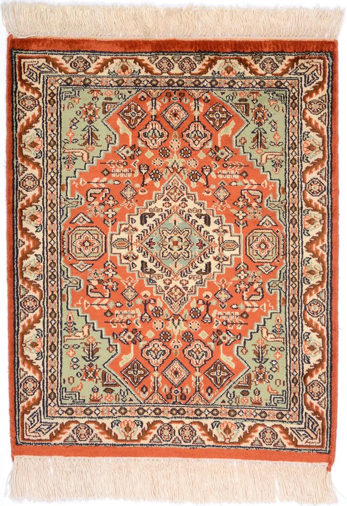Cashmere Silk Tappeto 60x50 Beige (Indian) Annodato A Mano