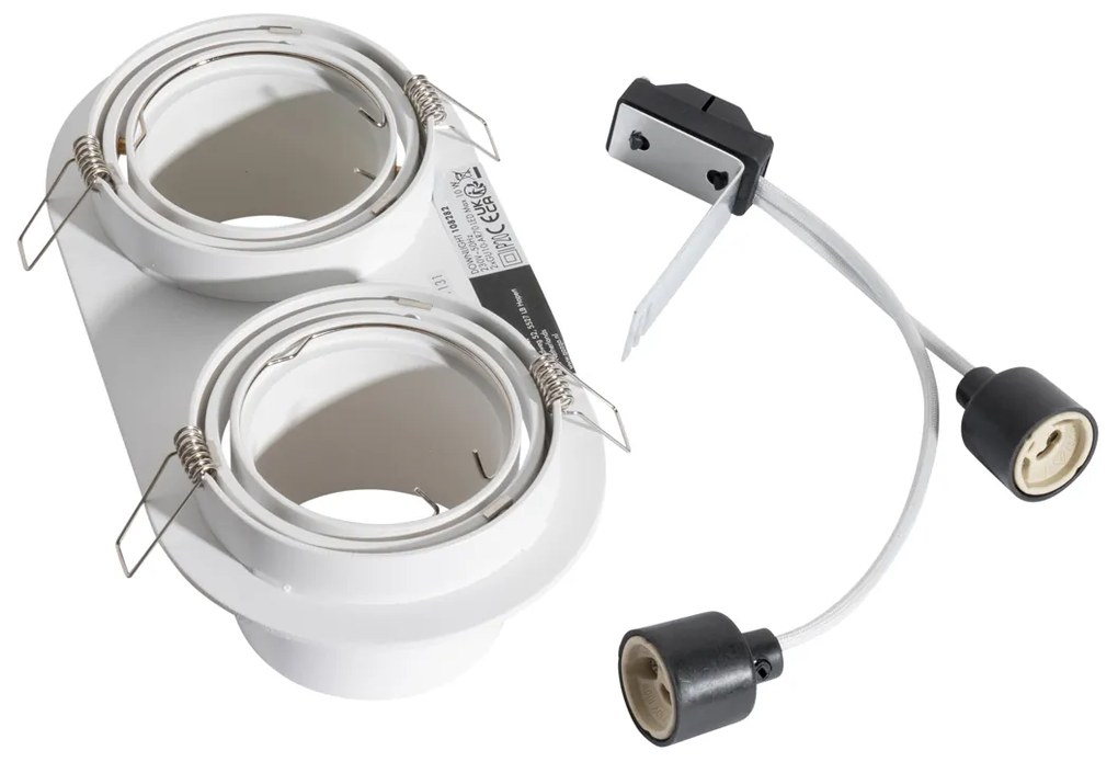 Faretto da incasso rotondo bianco GU10 70 mm orientabile a 2 luci - Installa