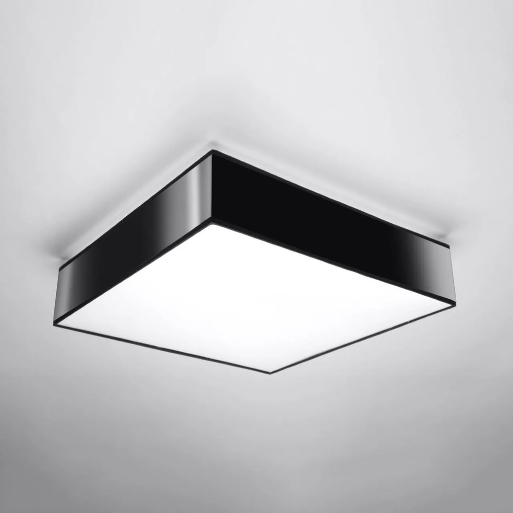 Plafoniera Quadrata da Soffitto in PVC 3xE27 HORUS 45 Nera da interno