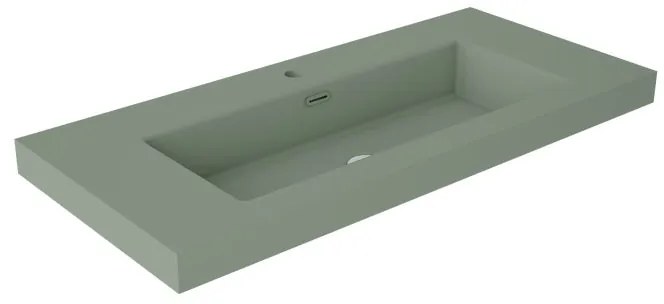 Lavabo a incasso rettangolare vasca centrale Nantes L 101 x H 6 x P 46 cm in resina verde satinato